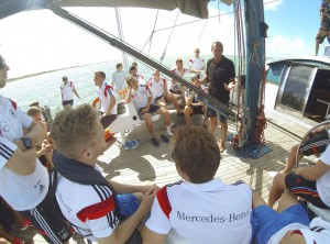 Mike Horn trains the German Football Team on board Pangaea